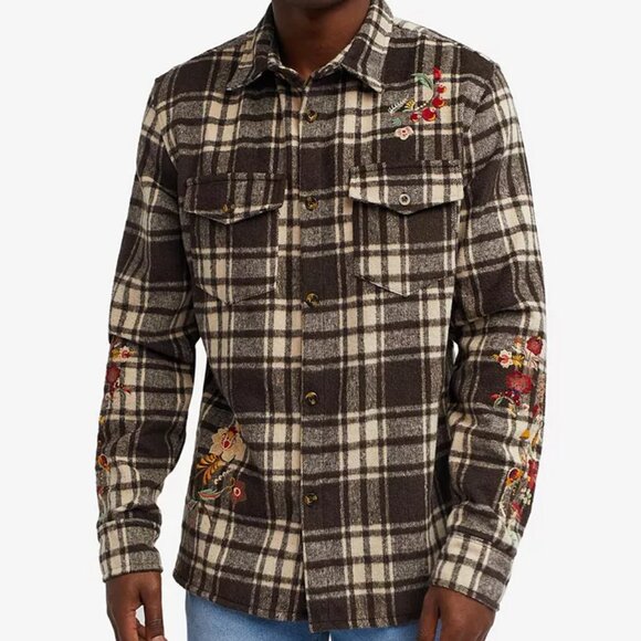 NWT Reason Fuzzy Embroidered Shacket sz M - Picture 1 of 4